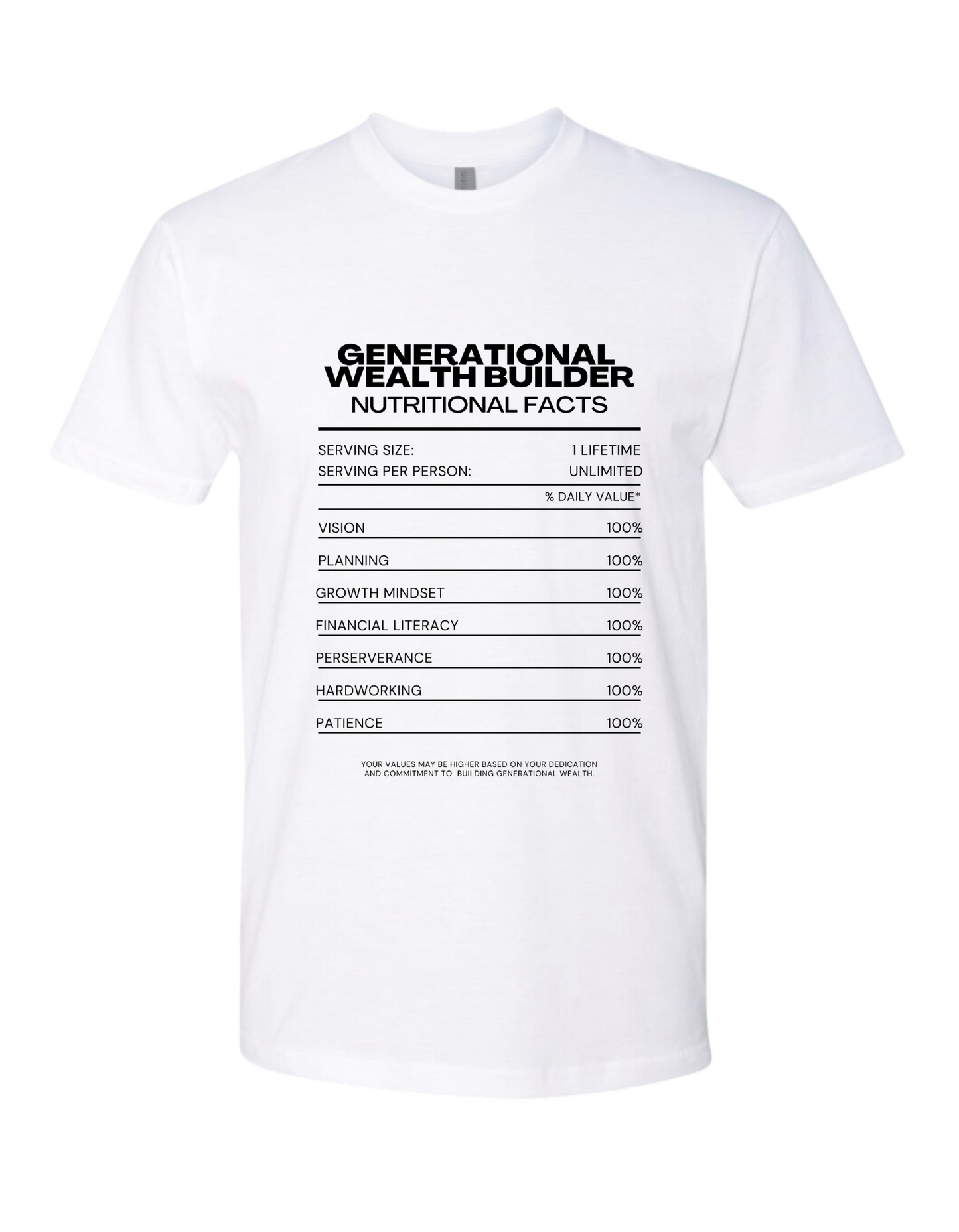 Generational Wealth Builder Nutritional Facts Tee